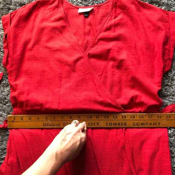Universal Thread Faux Wrap Dress Red Med - Picture 14 of 14